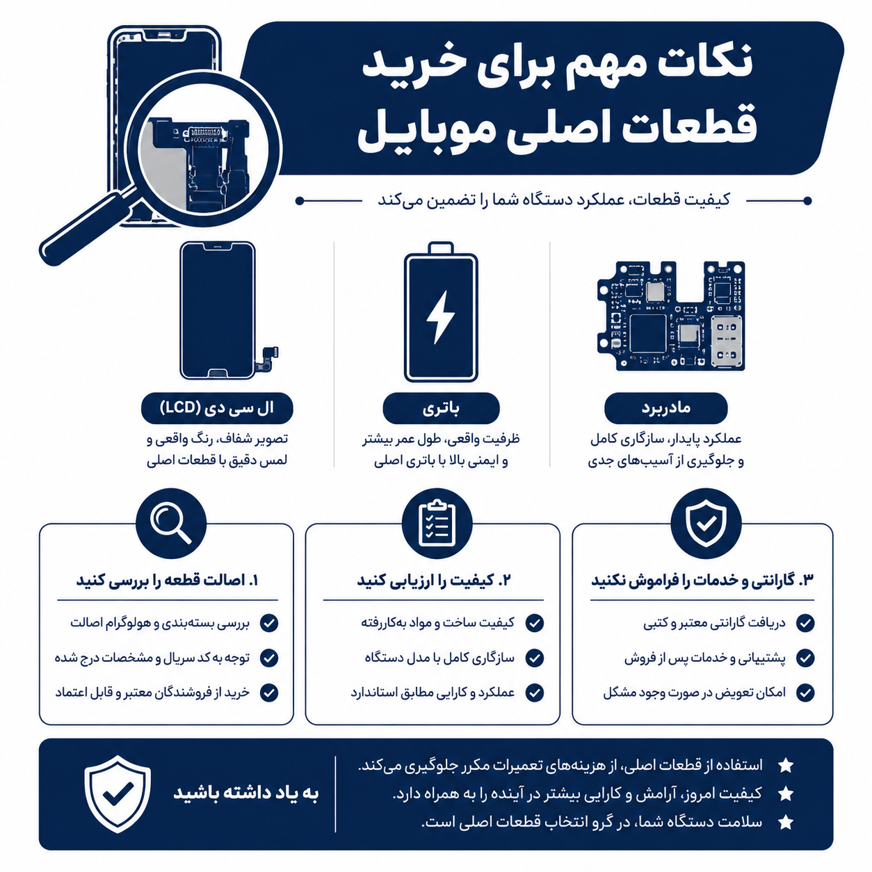 نکات مهم برای خرید قطعات موبایل