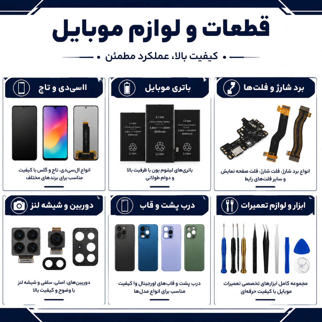 انواع قطعات موبایل در تهران